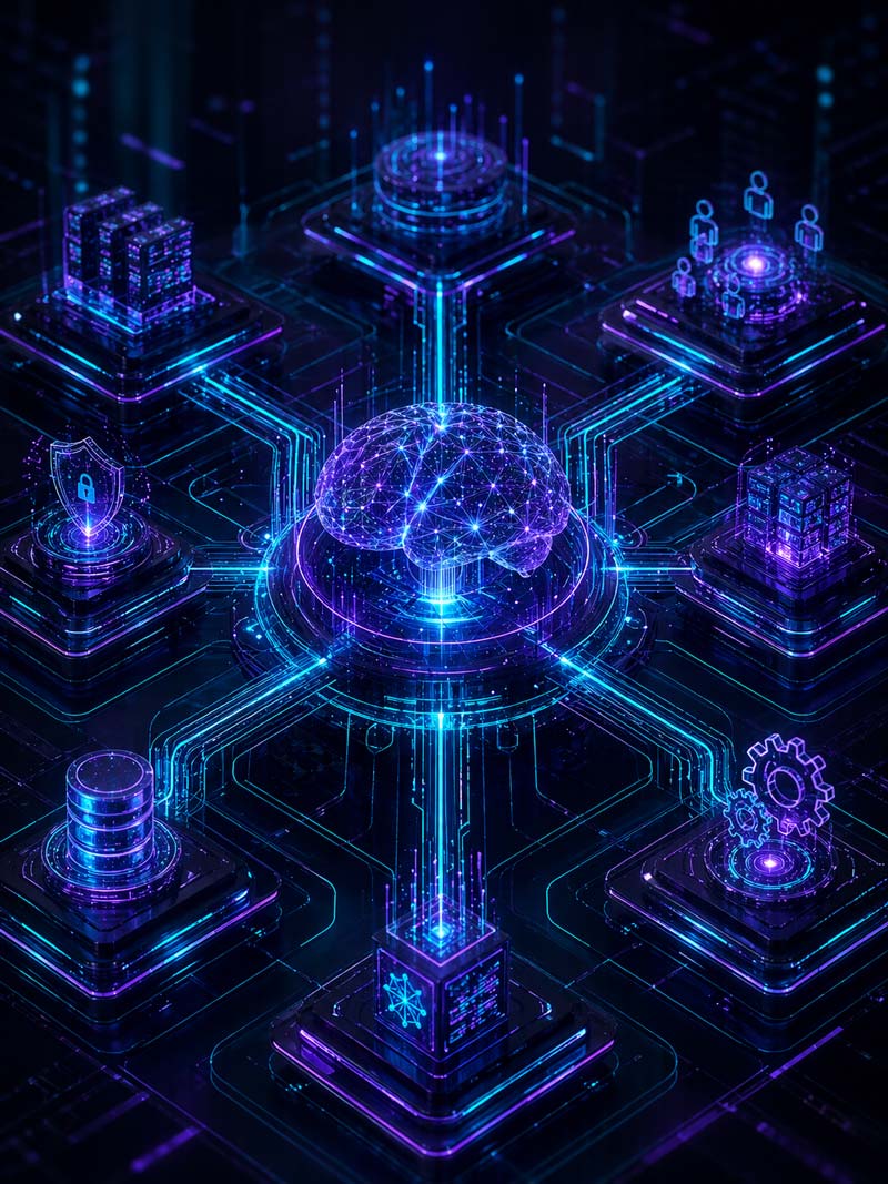 SynapseGrid Labs futuristic neural grid banner artwork